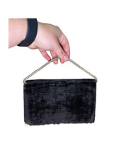 Load image into Gallery viewer, Antique Beaded Black and Silver Velvet and Satin Hand Bag
