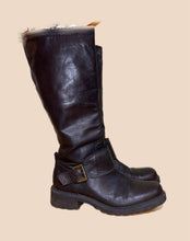 Load image into Gallery viewer, Knee High Brown Leather Moto Boots Size 39

