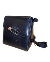 Load image into Gallery viewer, Vintage Sergio Rossi Black Leather Crossbody Bag with Safety Pin Decal
