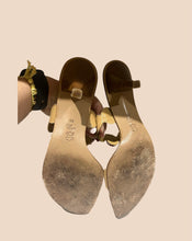 Load image into Gallery viewer, Capri da Mario Nude  Red Rhinestone Sandal Heels Size IT 39
