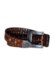 Load image into Gallery viewer, Brave Leather Silver Stud Belt Size 28
