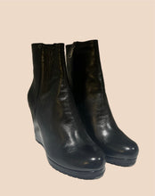 Load image into Gallery viewer, Prada Moto Wedge Bootie 37
