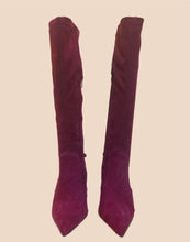 Load image into Gallery viewer, RARE: Le Silla Fuschia Suede Knee High Stiletto Boots orig price $1350.00
