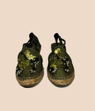 Load image into Gallery viewer, Montane Green Beaded Espadrilles Size 39
