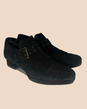 Load image into Gallery viewer, Prada Black Suede Silver Buckle Shoes Size 38.5
