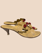 Load image into Gallery viewer, Capri da Mario Nude  Red Rhinestone Sandal Heels Size IT 39
