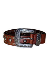 Load image into Gallery viewer, Brave Leather Silver Stud Belt Size 28

