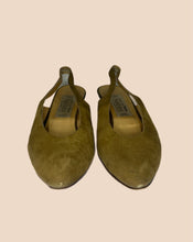 Load image into Gallery viewer, Baldinini Olive Green Suede Slingback Heels Size 39
