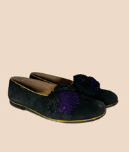 Load image into Gallery viewer, Maude Frizon Suede Pompom Loafers Size 38.5

