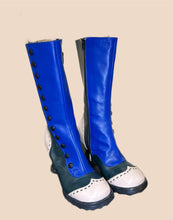 Load image into Gallery viewer, John Fluevog Babycake Blue White and Green Boots Size 7
