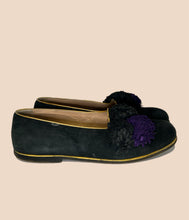 Load image into Gallery viewer, Maude Frizon Suede Pompom Loafers Size 38.5
