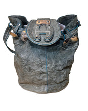 Load image into Gallery viewer, Hogan Slouch Boho Blue/ Teal Bucket Bag
