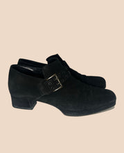 Load image into Gallery viewer, Prada Black Suede Silver Buckle Shoes Size 38.5
