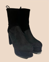 Load image into Gallery viewer, Stuart Weitzman Black Suede Booties Size 7.5
