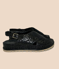 Load image into Gallery viewer, Pons Quintana Woven Black Leather Sandal Size 39
