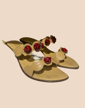 Load image into Gallery viewer, Capri da Mario Nude  Red Rhinestone Sandal Heels Size IT 39
