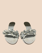 Load image into Gallery viewer, Pollini Silver White Flower Sandal Heels Size IT 39
