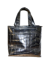 Load image into Gallery viewer, Furla Faux Crocodile Silver/ Chrome Hand Bag

