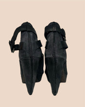 Load image into Gallery viewer, All Saints Peep Toe Black Suede Platform Sandals Size 37

