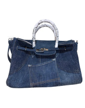 Load image into Gallery viewer, Denim Birkin with White Handles
