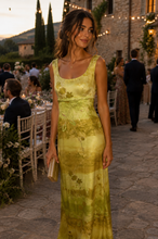 Load image into Gallery viewer, Vintage Evening Green Satin with Sheer Train Dress Size US 6/ IT 42
