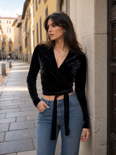 Load image into Gallery viewer, Mariella Burani Crushed Velvet Wrap Sweater Size EU 38/ IT 42/ US 6
