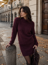 Load image into Gallery viewer, Vintage Burgundy Knit Set (Sweater and Skirt) Size IT 42/ US 6

