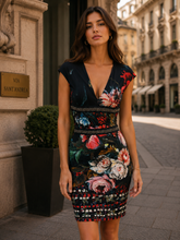 Load image into Gallery viewer, Roberto Cavalli Dramatic Floral Print with Decals Dress Size IT 40/ US 4/ Uk 8
