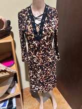 Load image into Gallery viewer, Roberto Cavalli Cheetah Print Plunge Neck Drawstring Dress Size IT 44/ US 8/ Uk 12
