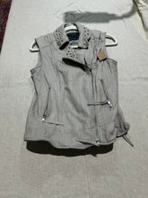 Load image into Gallery viewer, All Saints Grey Moto Leather Spiky Vest Size 10

