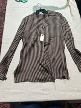Load image into Gallery viewer, Giorgio Armani 100% Silk Satin Vertical Striped Brown Shirt Size IT 42/ US 6/ UK 10
