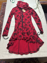 Load image into Gallery viewer, Betsey Johnson Graphic Red and Black Gun Sweater Dress Size M
