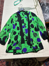 Load image into Gallery viewer, Vintage 100% silk Bright Green Polka Dot Top and Jacket Size L/ XL
