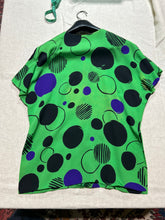 Load image into Gallery viewer, Vintage 100% silk Bright Green Polka Dot Top and Jacket Size L/ XL
