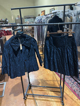 Load image into Gallery viewer, Zenobia Navy Blue /Black Matelasse Jacket and Skirt Size US 4
