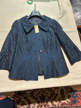 Load image into Gallery viewer, Zenobia Navy Blue /Black Matelasse Jacket and Skirt Size US 4

