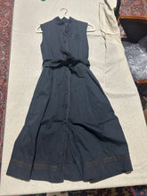 Load image into Gallery viewer, Lida Baday Black Cotton with self Belt Dress Size US 6/ IT 42
