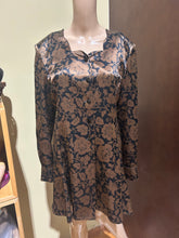 Load image into Gallery viewer, Vintage 80s Shoulder Pads Metallic Bronze and Black Blouse /Tunic/Jacket Size M
