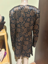 Load image into Gallery viewer, Vintage 80s Shoulder Pads Metallic Bronze and Black Blouse /Tunic/Jacket Size M
