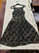 Load image into Gallery viewer, Rochas Gold and Blue Spider Detail NWT Drop Waist Dress Size EU 38 /US 4
