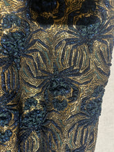 Load image into Gallery viewer, Rochas Gold and Blue Spider Detail NWT Drop Waist Dress Size EU 38 /US 4
