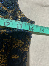 Load image into Gallery viewer, Rochas Gold and Blue Spider Detail NWT Drop Waist Dress Size EU 38 /US 4
