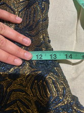 Load image into Gallery viewer, Rochas Gold and Blue Spider Detail NWT Drop Waist Dress Size EU 38 /US 4
