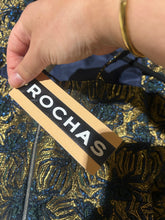 Load image into Gallery viewer, Rochas Gold and Blue Spider Detail NWT Drop Waist Dress Size EU 38 /US 4
