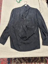 Load image into Gallery viewer, Vintage Black Jacquard Neck Tie Detail Top  Top IT 40/ US 4
