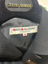 Load image into Gallery viewer, Vintage Saint Laurent Black Safari Jacket with Shoulder Pads EU 40/ US 6/8
