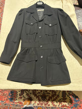 Load image into Gallery viewer, Vintage Saint Laurent Black Safari Jacket with Shoulder Pads EU 40/ US 6/8
