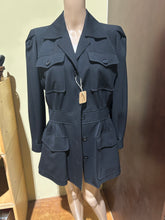 Load image into Gallery viewer, Vintage Saint Laurent Black Safari Jacket with Shoulder Pads EU 40/ US 6/8
