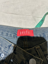 Load image into Gallery viewer, Perfit Gray Blue Flare Embroidered Jeans Size 6
