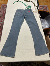 Load image into Gallery viewer, Perfit Gray Blue Flare Embroidered Jeans Size 6
